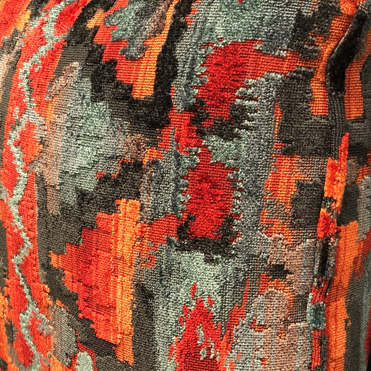 Plutus Sachi Love Red, Blue and Orange Ikat Luxury Throw Pillow