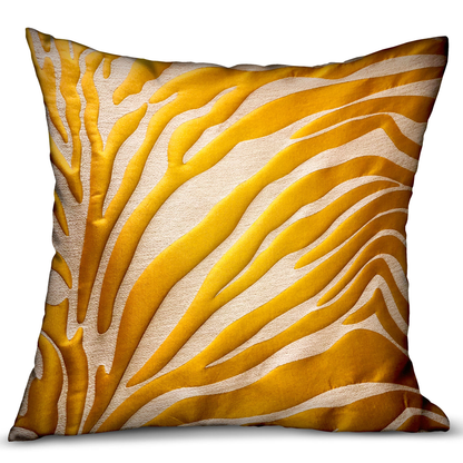 Plutus Mimosa Zebra Orange Animal Motif Luxury Throw Pillow