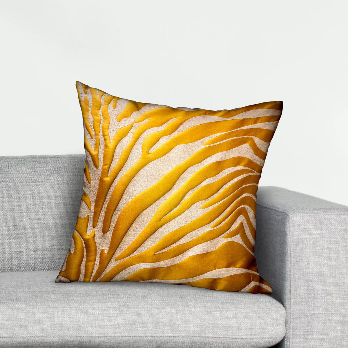 Plutus Mimosa Zebra Orange Animal Motif Luxury Throw Pillow