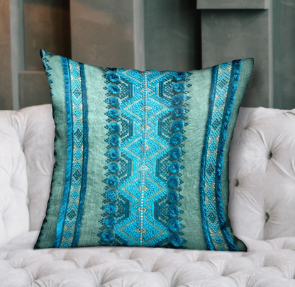 Plutus Alexandrite Stripe Green Geometric Luxury Throw Pillow