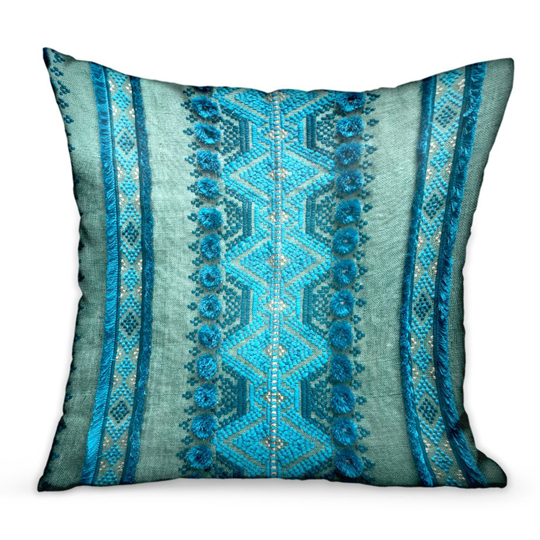 Plutus Alexandrite Stripe Green Geometric Luxury Throw Pillow