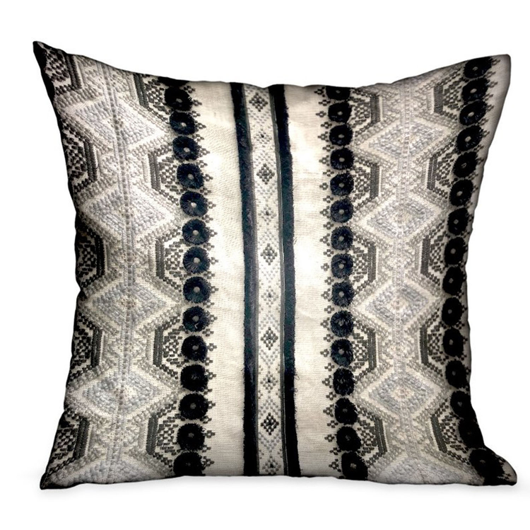 Plutus Scandinavian Stripe Black and White Luxury Throw Pillow