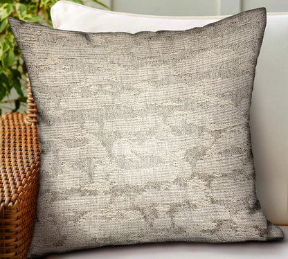 Plutus Silvered Rivulet Silver Solid Outdoor/Indoor Throw Pillow