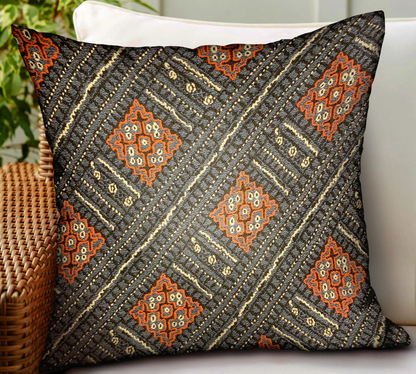 Plutus Cobalt Lattice Blue Geometric Luxury Outdoor Throw Pillow