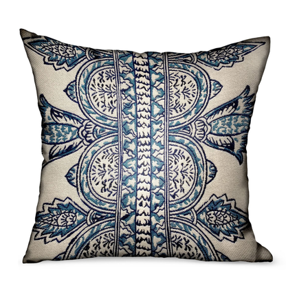 Plutus Aristocratic Floret Blue Paisley Outdoor Throw Pillow
