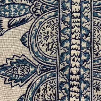 Plutus Aristocratic Floret Blue Paisley Outdoor Throw Pillow