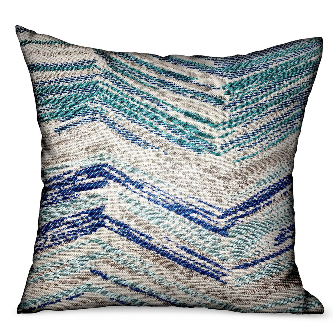 Plutus Skyline Breeze Blue Chevron Luxury Outdoor/Indoor Throw Pillow