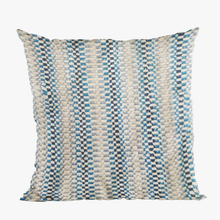 Plutus Garden Tassel Blue Stripes Luxury Outdoor/Indoor Throw Pillow