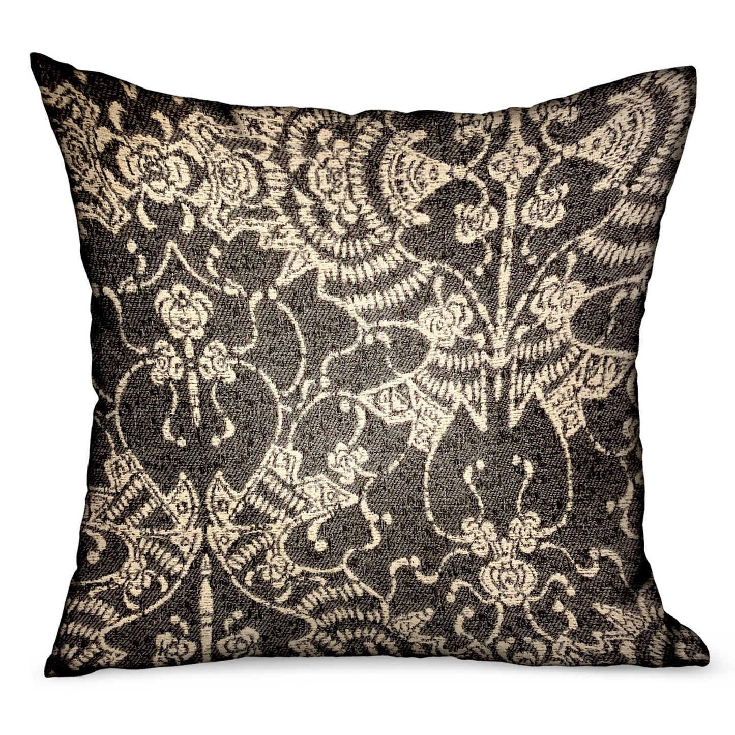 Plutus Adriel Bay Gray Chevron Luxury Outdoor Throw Pillow