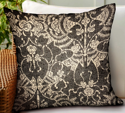 Plutus Adriel Bay Gray Chevron Luxury Outdoor Throw Pillow