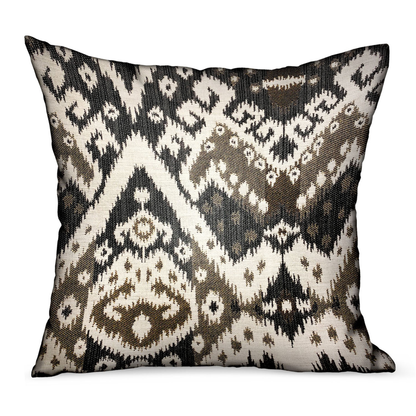 Plutus Amare Dream Brown Ikat Luxury Outdoor Throw Pillow