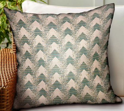 Plutus Forest Jade Sea Green Chevron Outdoor/Indoor Throw Pillow