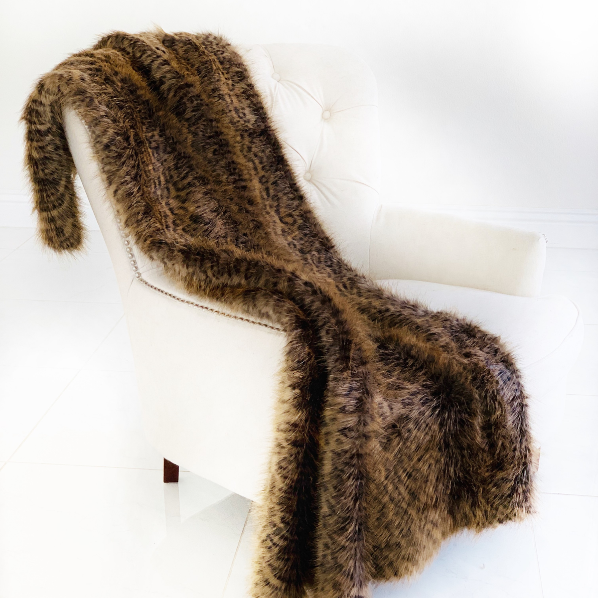 Plutus Plush Tawny Wildcat Handmade Luxury Faux Fur Throw