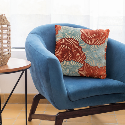 Plutus Red, Blue Plush Damask Luxury Throw Pillow