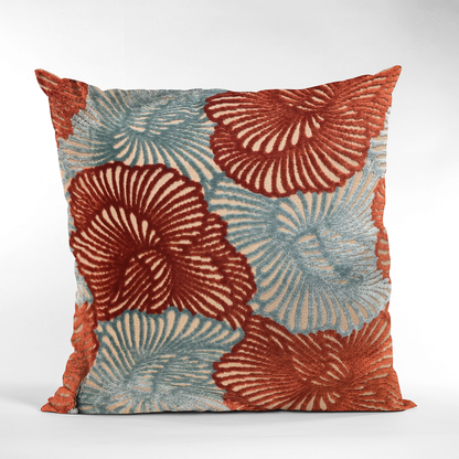 Plutus Red, Blue Plush Damask Luxury Throw Pillow