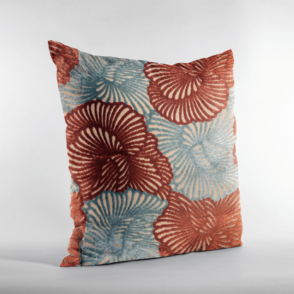 Plutus Red, Blue Plush Damask Luxury Throw Pillow