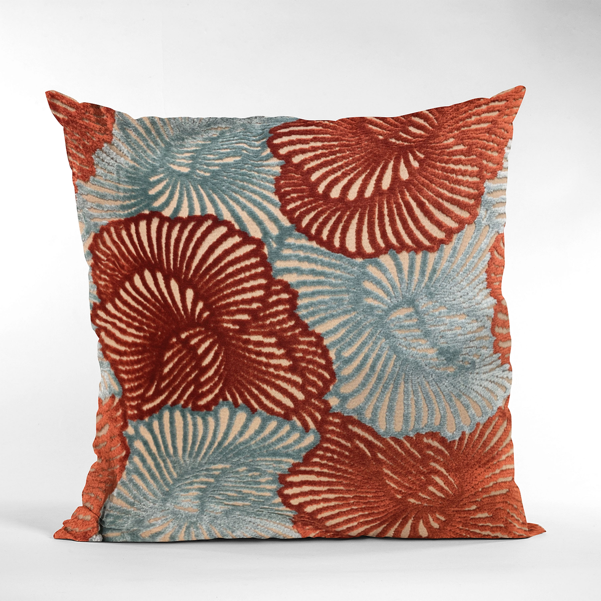 Plutus Red, Blue Plush Damask Luxury Throw Pillow