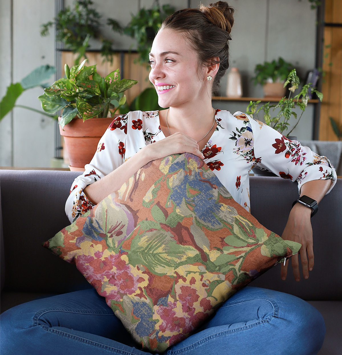Plutus Multi-Color Garden Floral Luxury Throw Pillow