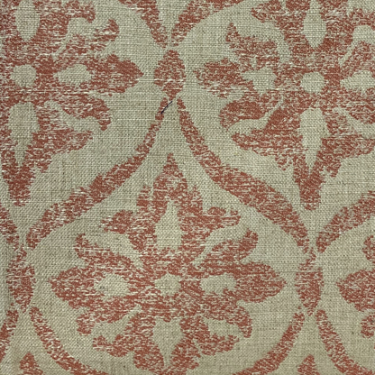 Plutus Beige, Red Flowers Jacquard Luxury Throw Pillow