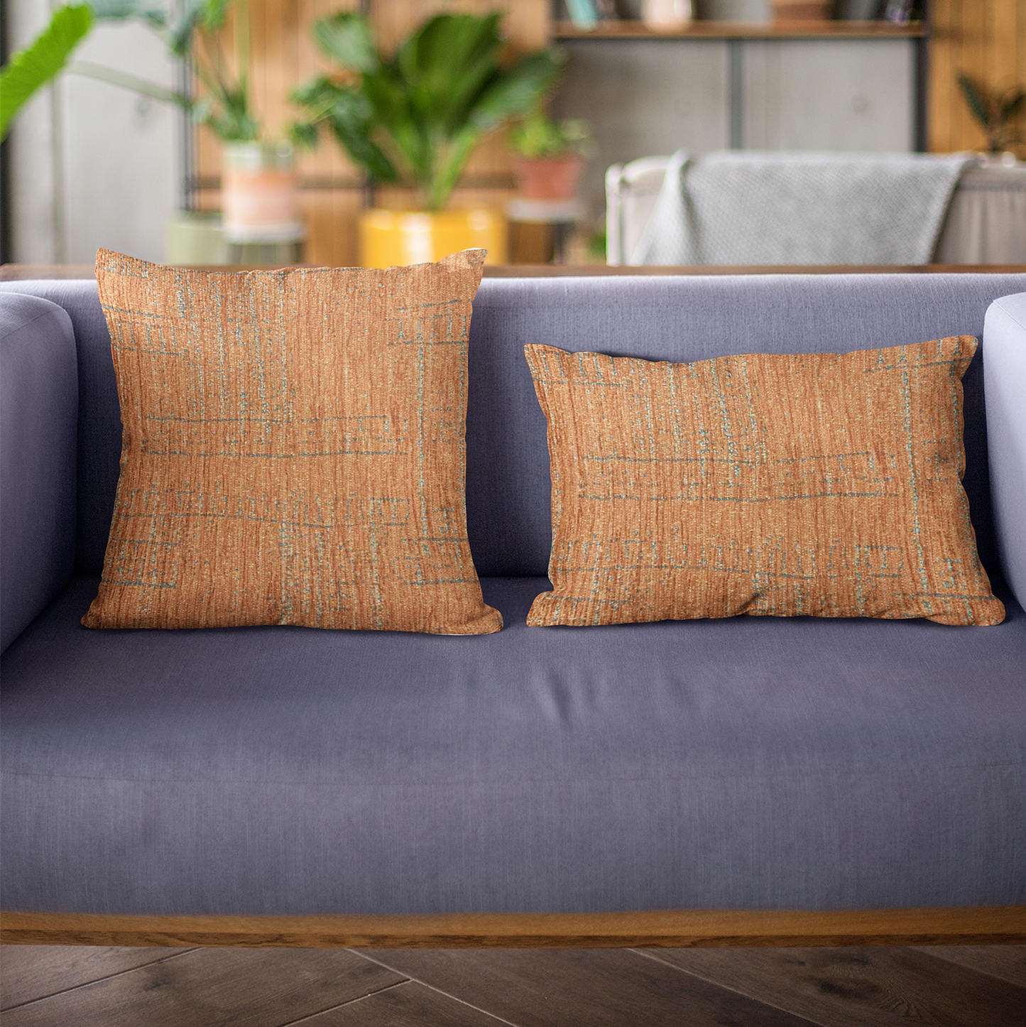 Plutus Orange Lux Geometric Luxury Throw Pillow