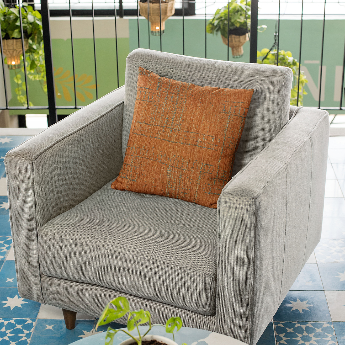 Plutus Orange Lux Geometric Luxury Throw Pillow