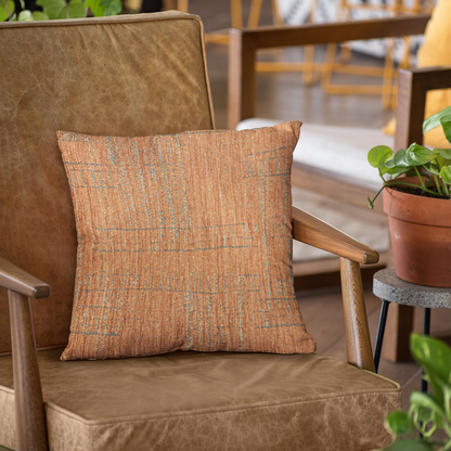 Plutus Orange Lux Geometric Luxury Throw Pillow