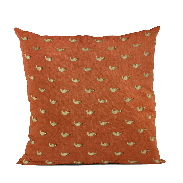 Plutus Red Beaded Motif Luxury Throw Pillow