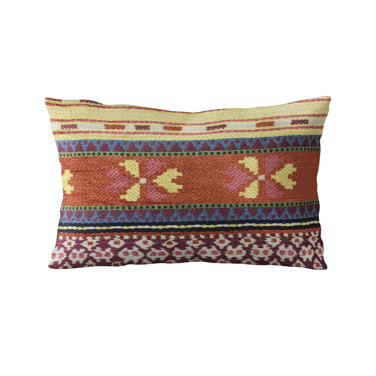 Plutus Multi-Color Unique Lanes Border Luxury Throw Pillow