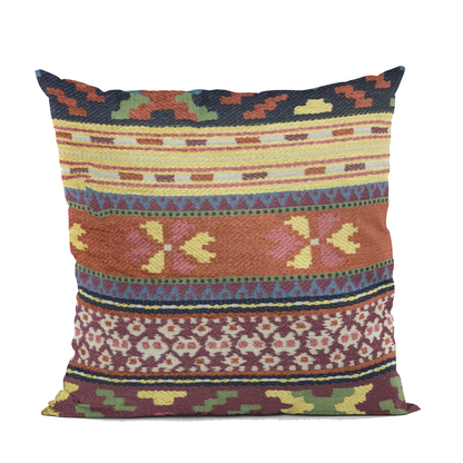 Plutus Multi-Color Unique Lanes Border Luxury Throw Pillow