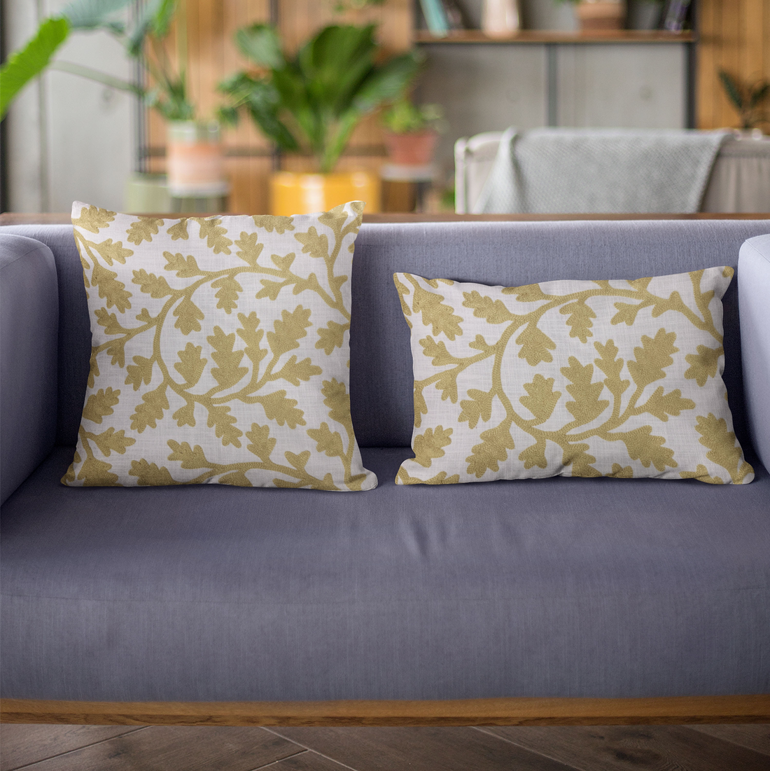 Plutus Yellow Vine Floral Luxury Throw Pillow