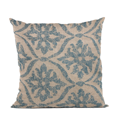 Plutus Blue Flowers Jacquard Luxury Throw Pillow