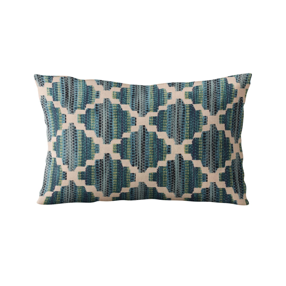 Plutus Blue Zig Zag Cut Diamond Luxury Throw Pillow