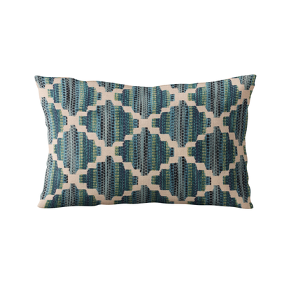 Plutus Blue Zig Zag Cut Diamond Luxury Throw Pillow