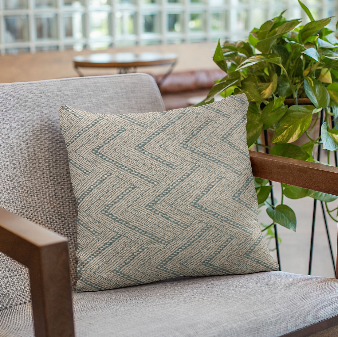 Plutus Blue Triangles Abstract Luxury Throw Pillow