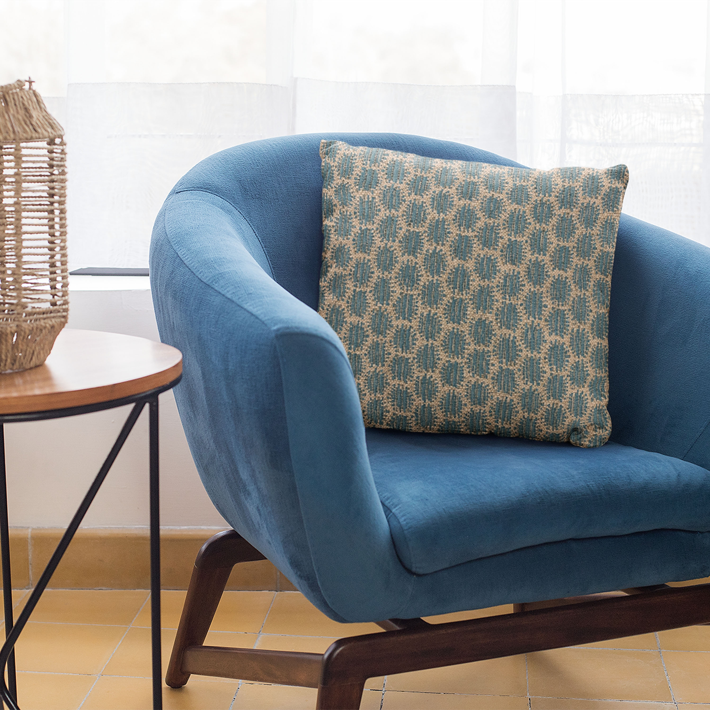 Plutus Blue Eyelashes Dot Luxury Throw Pillow