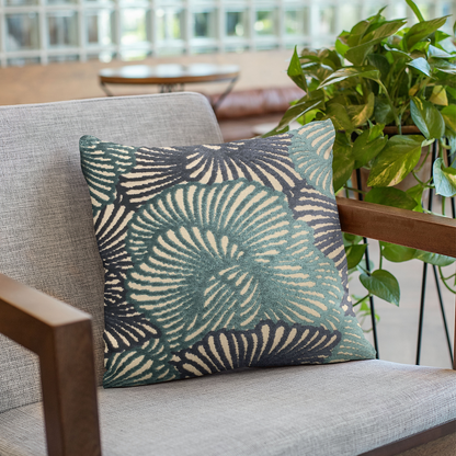 Plutus Blue Plush Damask Luxury Throw Pillow