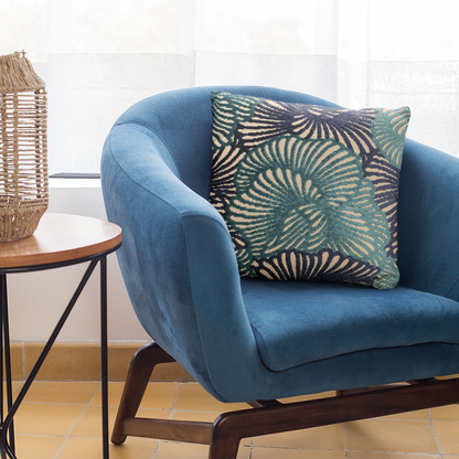Plutus Blue Plush Damask Luxury Throw Pillow