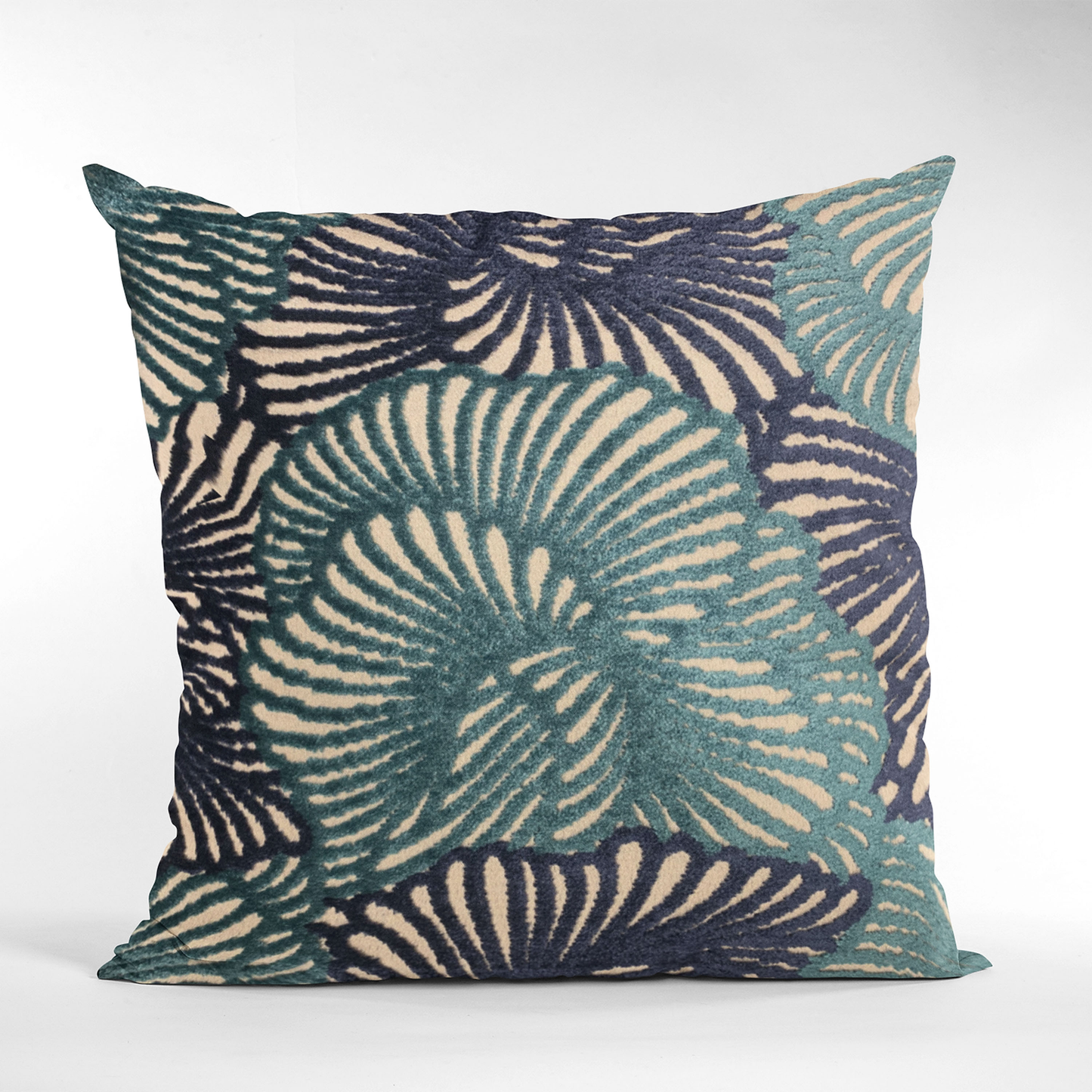 Plutus Blue Plush Damask Luxury Throw Pillow