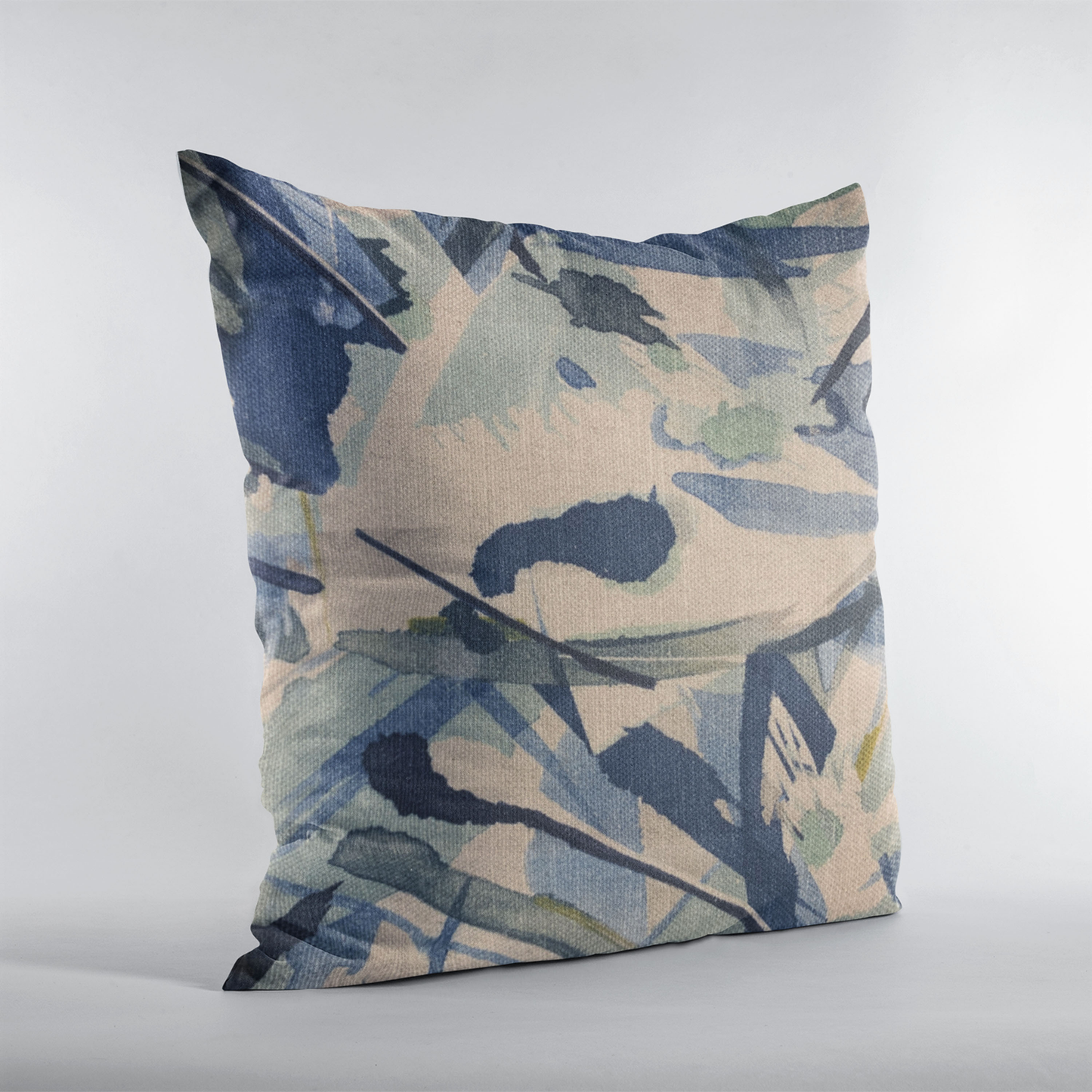 Plutus Blue Modern Art Graphic Print Luxury Throw Pillow