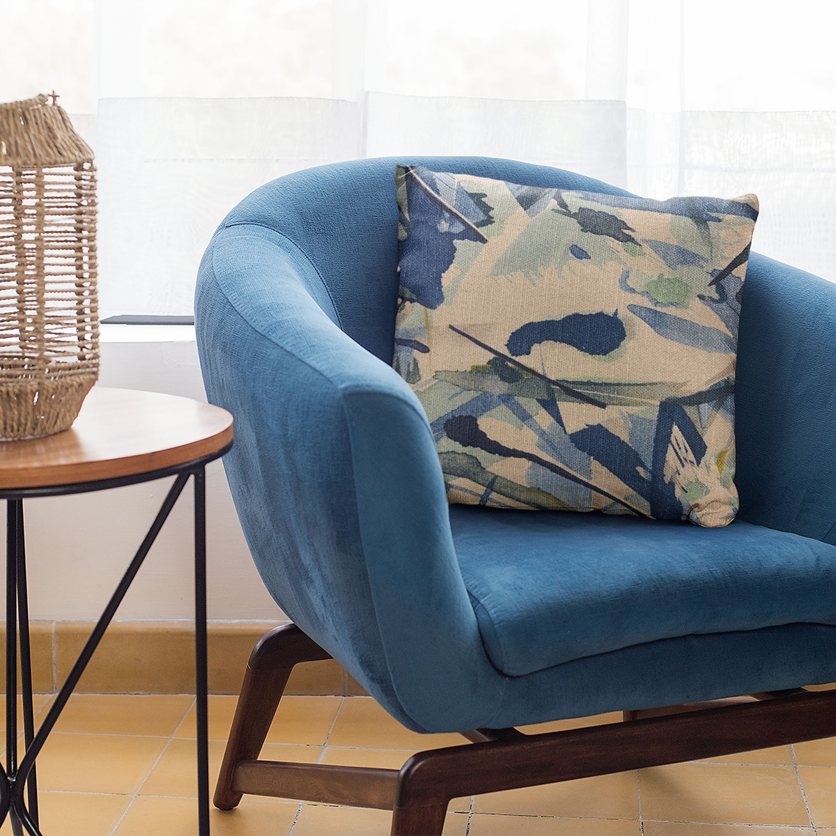 Plutus Blue Modern Art Graphic Print Luxury Throw Pillow
