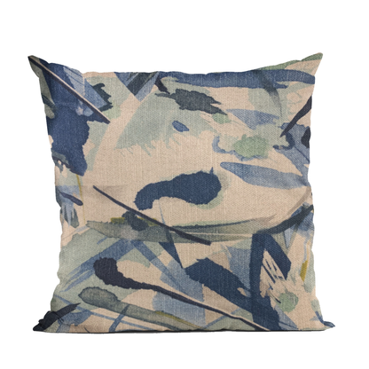 Plutus Blue Modern Art Graphic Print Luxury Throw Pillow