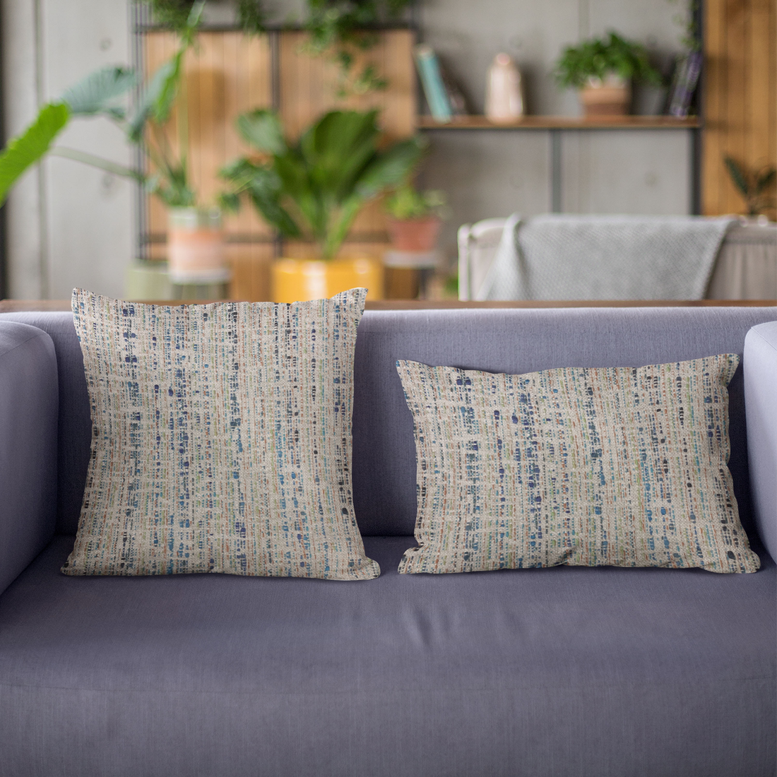Plutus Blue Mixed Stripe Luxury Throw Pillow