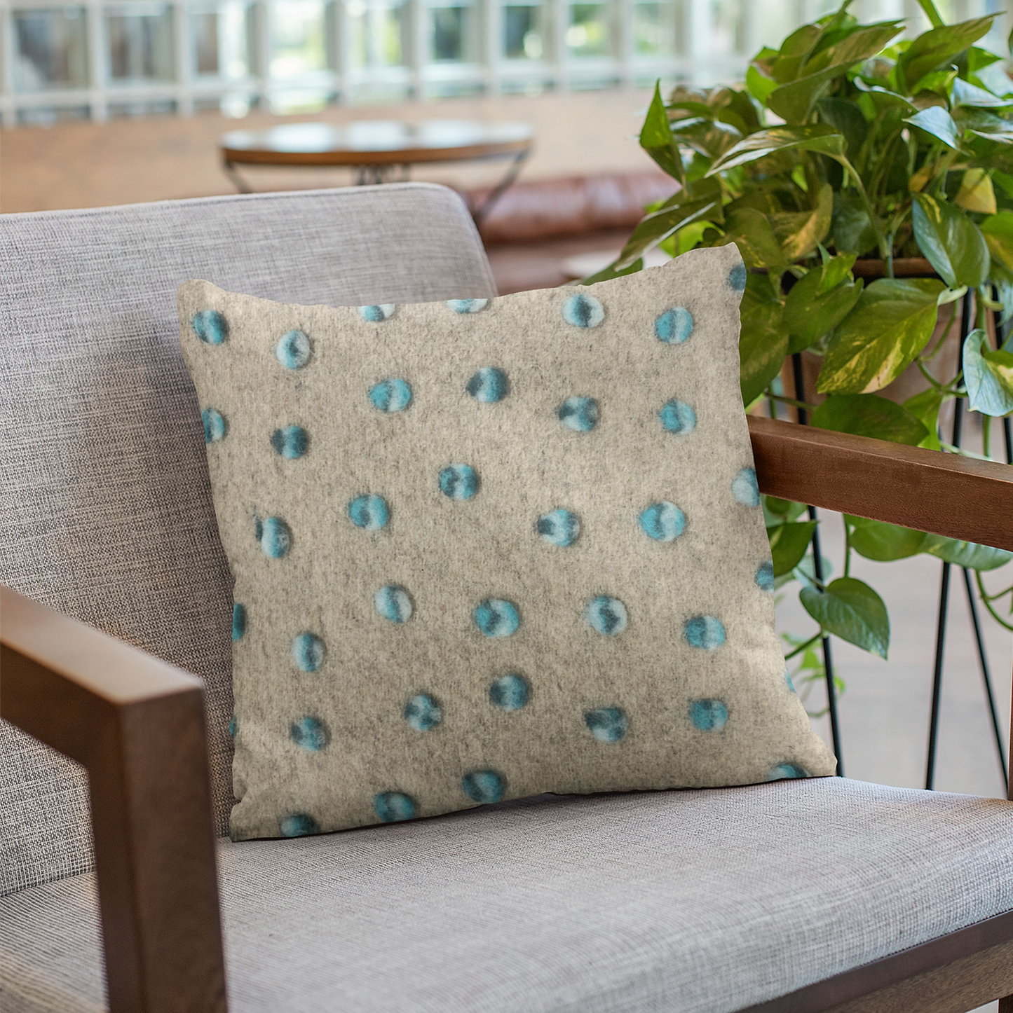 Plutus Blue Wool Dot Luxury Throw Pillow