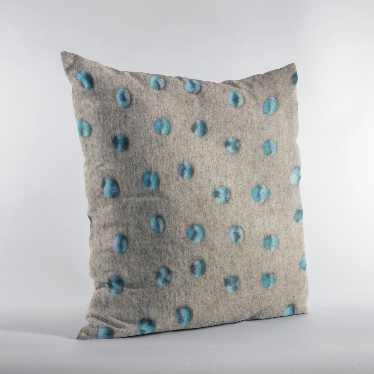 Plutus Blue Wool Dot Luxury Throw Pillow