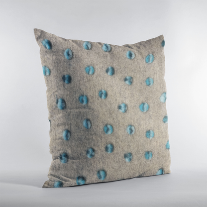 Plutus Blue Wool Dot Luxury Throw Pillow