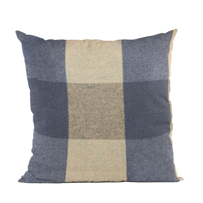 Plutus Blue Squares Plaid Luxury Throw Pillow