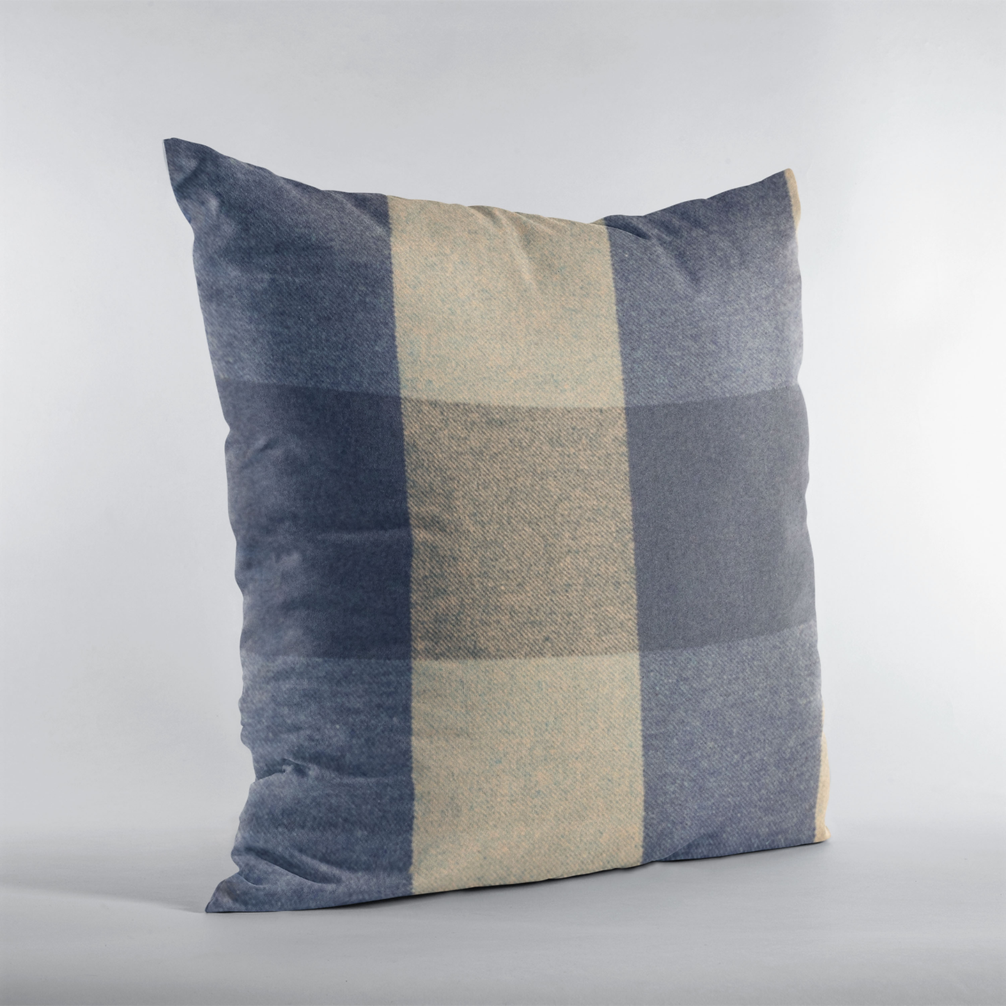 Plutus Blue Squares Plaid Luxury Throw Pillow
