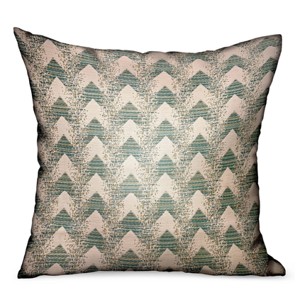 Plutus Forest Jade Sea Green Chevron Outdoor/Indoor Throw Pillow