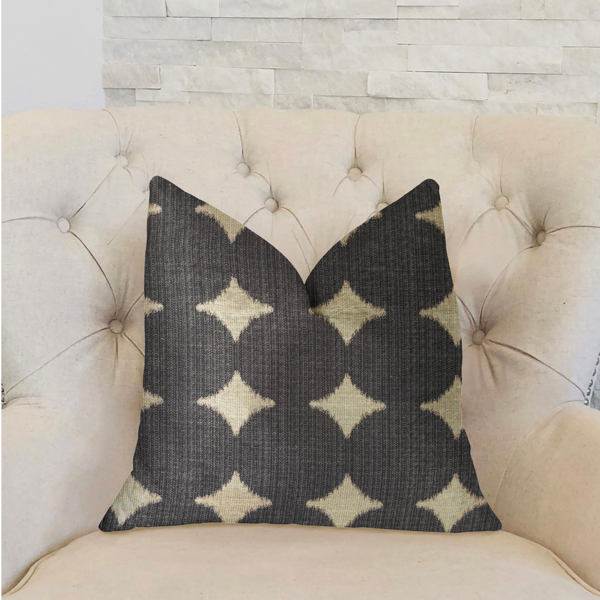 Plutus Savannah Black and Beige Luxury Throw Pillow