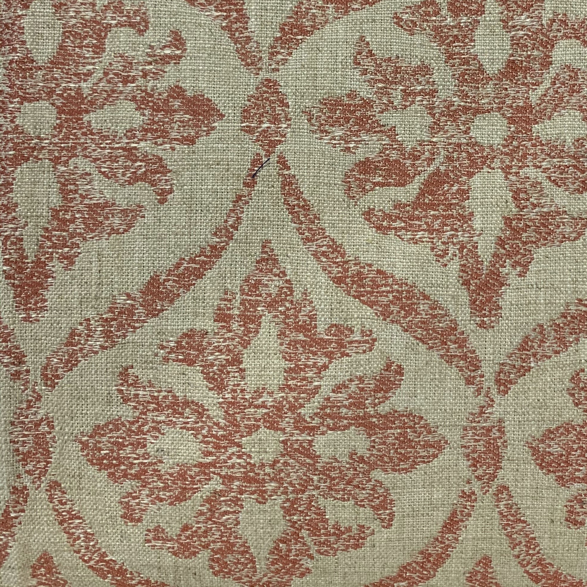 Plutus Beige, Red Flowers Jacquard Luxury Throw Pillow